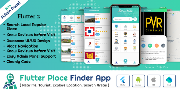 Flutter App Place Finder (Near Me,Tourist Guide,City Guide,Explore Location) with admin panel