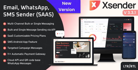 XSender - Bulk Email, SMS and WhatsApp Messaging Application [SAAS]
