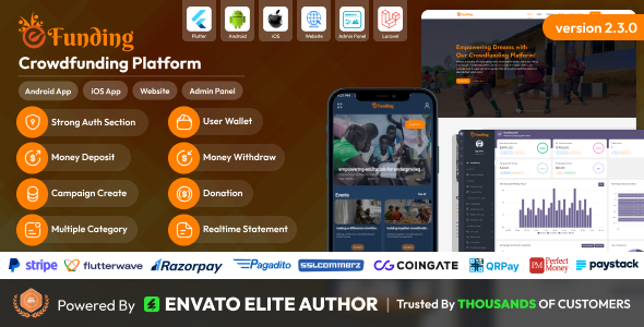 eFunding - Crowdfunding Platform Android and iOS App | Website | Admin Panel