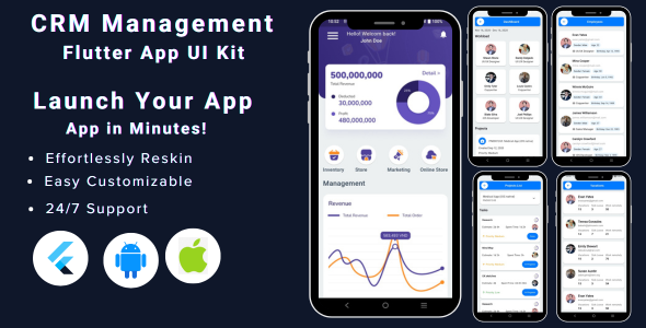 CRM Customer Mobile App | CRM Admin / Staff Mobile App | CRM Flutter Mobile App Template