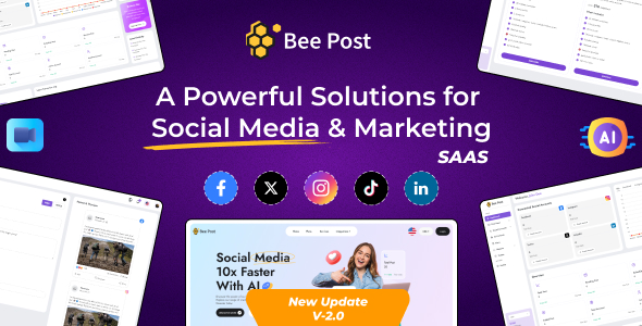 BeePost - AI Social Media Management & Content Creation SaaS with Subscription System