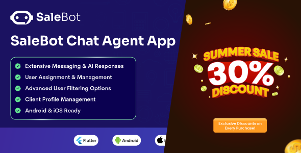 SaleBot Chat Agent - Flutter App for Android and iOS