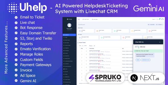UHelp - NextJS AI Powered CRM Helpdesk Customer Support Ticketing System with Livechat