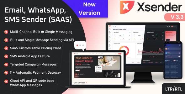 XSender - Bulk Email, SMS and WhatsApp Messaging Application [SAAS]
